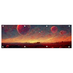 Fantasy World Red Bubbles Landscape Banner And Sign 9  X 3 