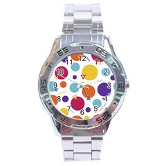 Background Polka Dot Stainless Steel Analogue Watch by Ravend