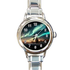 Northern Light North Sky Night Round Italian Charm Watch by Ravend