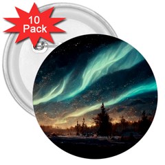 Northern Light North Sky Night 3  Buttons (10 Pack)  by Ravend