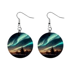 Northern Light North Sky Night Mini Button Earrings by Ravend