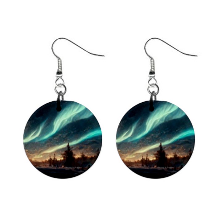 Northern Light North Sky Night Mini Button Earrings