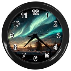 Northern Light North Sky Night Wall Clock (black) by Ravend