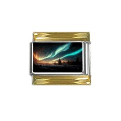 Northern Light North Sky Night Gold Trim Italian Charm (9mm) by Ravend