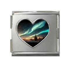 Northern Light North Sky Night Mega Link Heart Italian Charm (18mm) by Ravend