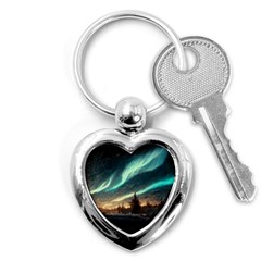 Northern Light North Sky Night Key Chain (heart) by Ravend