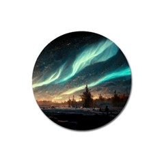 Northern Light North Sky Night Magnet 3  (round) by Ravend