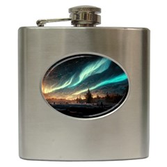 Northern Light North Sky Night Hip Flask (6 Oz) by Ravend