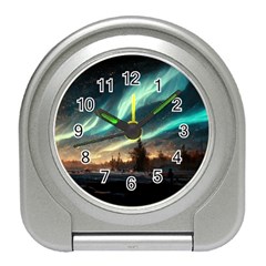 Northern Light North Sky Night Travel Alarm Clock by Ravend