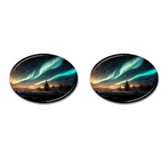 Northern Light North Sky Night Cufflinks (oval) by Ravend