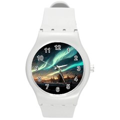 Northern Light North Sky Night Round Plastic Sport Watch (m) by Ravend