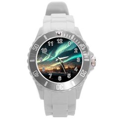 Northern Light North Sky Night Round Plastic Sport Watch (l) by Ravend