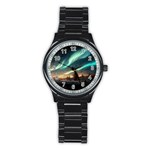 Northern Light North Sky Night Stainless Steel Round Watch Front