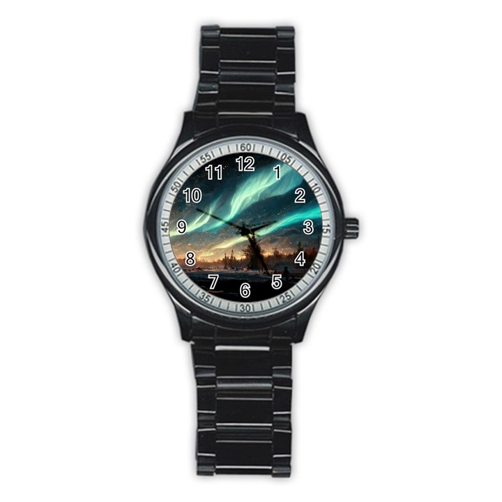 Northern Light North Sky Night Stainless Steel Round Watch