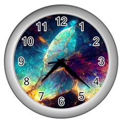 Abstract Galactic Wallpaper Wall Clock (silver) by Ravend