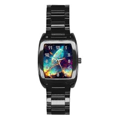 Abstract Galactic Wallpaper Stainless Steel Barrel Watch by Ravend