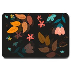 Flower Leaves Background Floral Large Doormat by Ravend