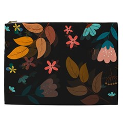 Flower Leaves Background Floral Cosmetic Bag (xxl) by Ravend