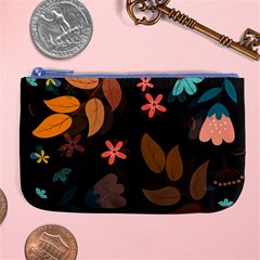 Flower Leaves Background Floral Large Coin Purse by Ravend