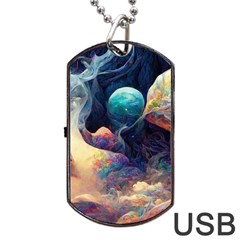 Quantum Physics Dreaming Lucid Dog Tag Usb Flash (one Side) by Ravend