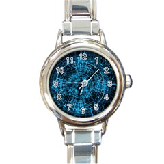 Network Circuit Board Trace Round Italian Charm Watch by Ravend