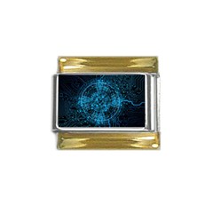 Network Circuit Board Trace Gold Trim Italian Charm (9mm) by Ravend