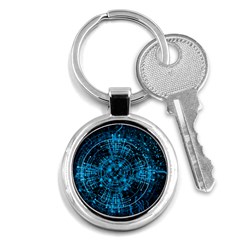 Network Circuit Board Trace Key Chain (round) by Ravend