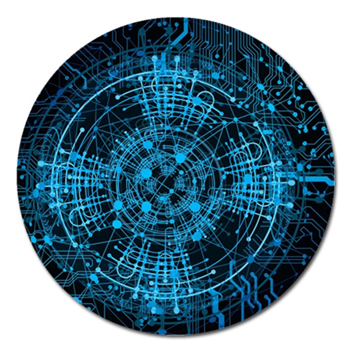 Network Circuit Board Trace Magnet 5  (Round)