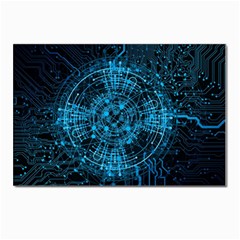 Network Circuit Board Trace Postcards 5  X 7  (pkg Of 10) by Ravend