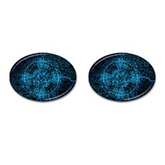 Network Circuit Board Trace Cufflinks (oval) by Ravend