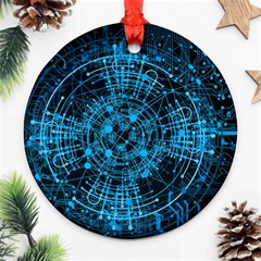 Network Circuit Board Trace Round Ornament (two Sides)