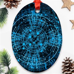 Network Circuit Board Trace Oval Ornament (two Sides) by Ravend