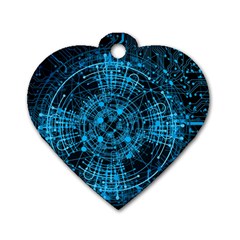 Network Circuit Board Trace Dog Tag Heart (one Side) by Ravend