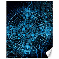 Network Circuit Board Trace Canvas 11  X 14  by Ravend