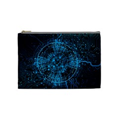 Network Circuit Board Trace Cosmetic Bag (medium) by Ravend