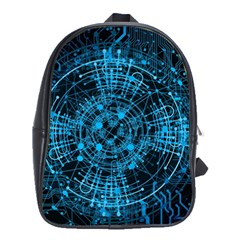 Network Circuit Board Trace School Bag (large) by Ravend