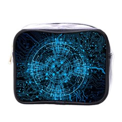 Network Circuit Board Trace Mini Toiletries Bag (one Side) by Ravend