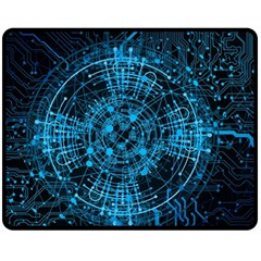 Network Circuit Board Trace Fleece Blanket (medium)  by Ravend