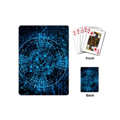 Network Circuit Board Trace Playing Cards Single Design (mini) by Ravend