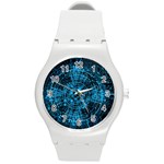 Network Circuit Board Trace Round Plastic Sport Watch (M) Front