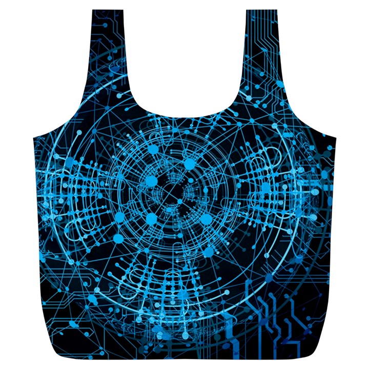 Network Circuit Board Trace Full Print Recycle Bag (XL)