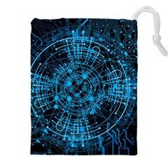 Network Circuit Board Trace Drawstring Pouch (4xl) by Ravend