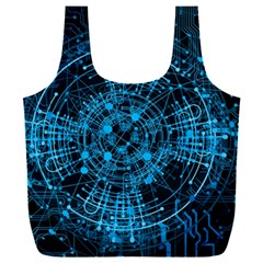 Network Circuit Board Trace Full Print Recycle Bag (xxxl) by Ravend