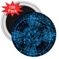 Network Circuit Board Trace 3  Magnets (100 Pack) by Ravend