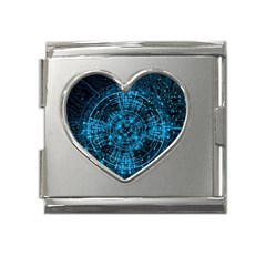 Network Circuit Board Trace Mega Link Heart Italian Charm (18mm) by Ravend