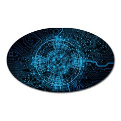 Network Circuit Board Trace Oval Magnet by Ravend