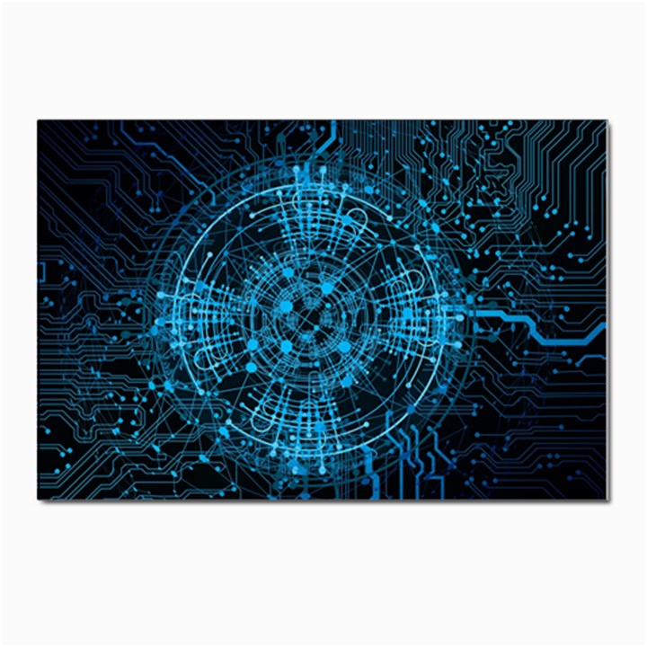 Network Circuit Board Trace Postcards 5  x 7  (Pkg of 10)