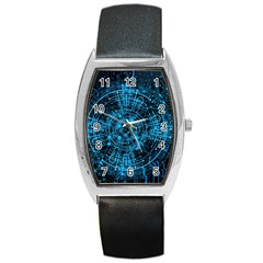 Network Circuit Board Trace Barrel Style Metal Watch by Ravend