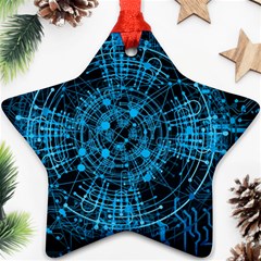 Network Circuit Board Trace Star Ornament (two Sides)