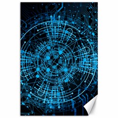 Network Circuit Board Trace Canvas 12  X 18  by Ravend